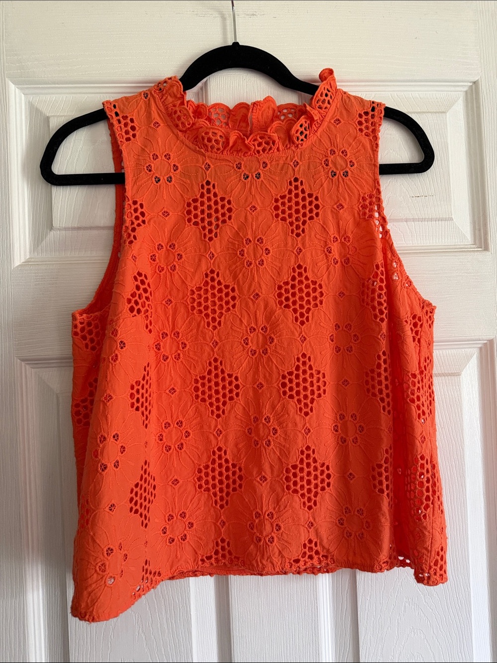 J. Crew Sleeveless Eyelet Lace Top - Orange M - Picture 2 of 5